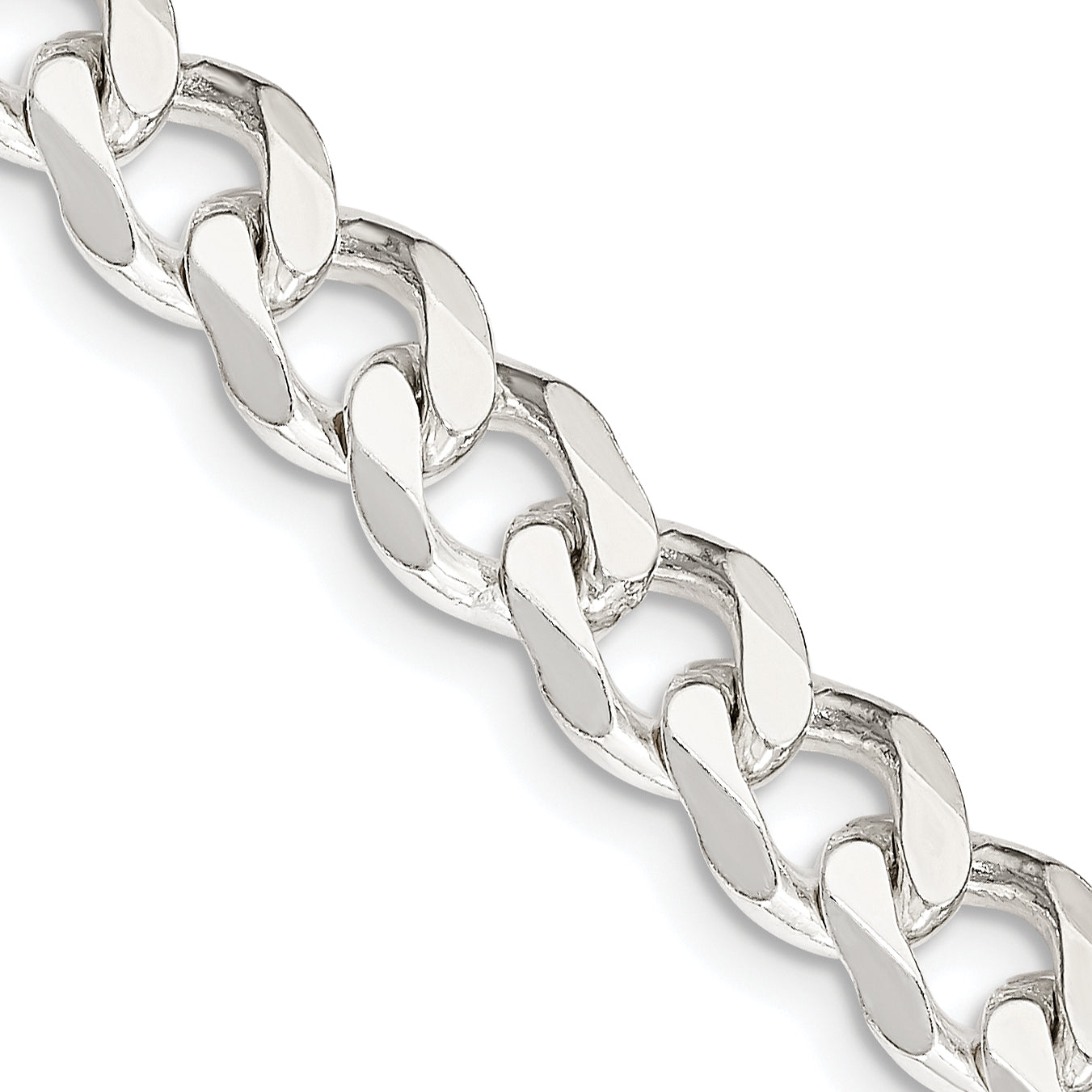 26 Inch Sterling Silver 7.5mm Curb Chain Necklace