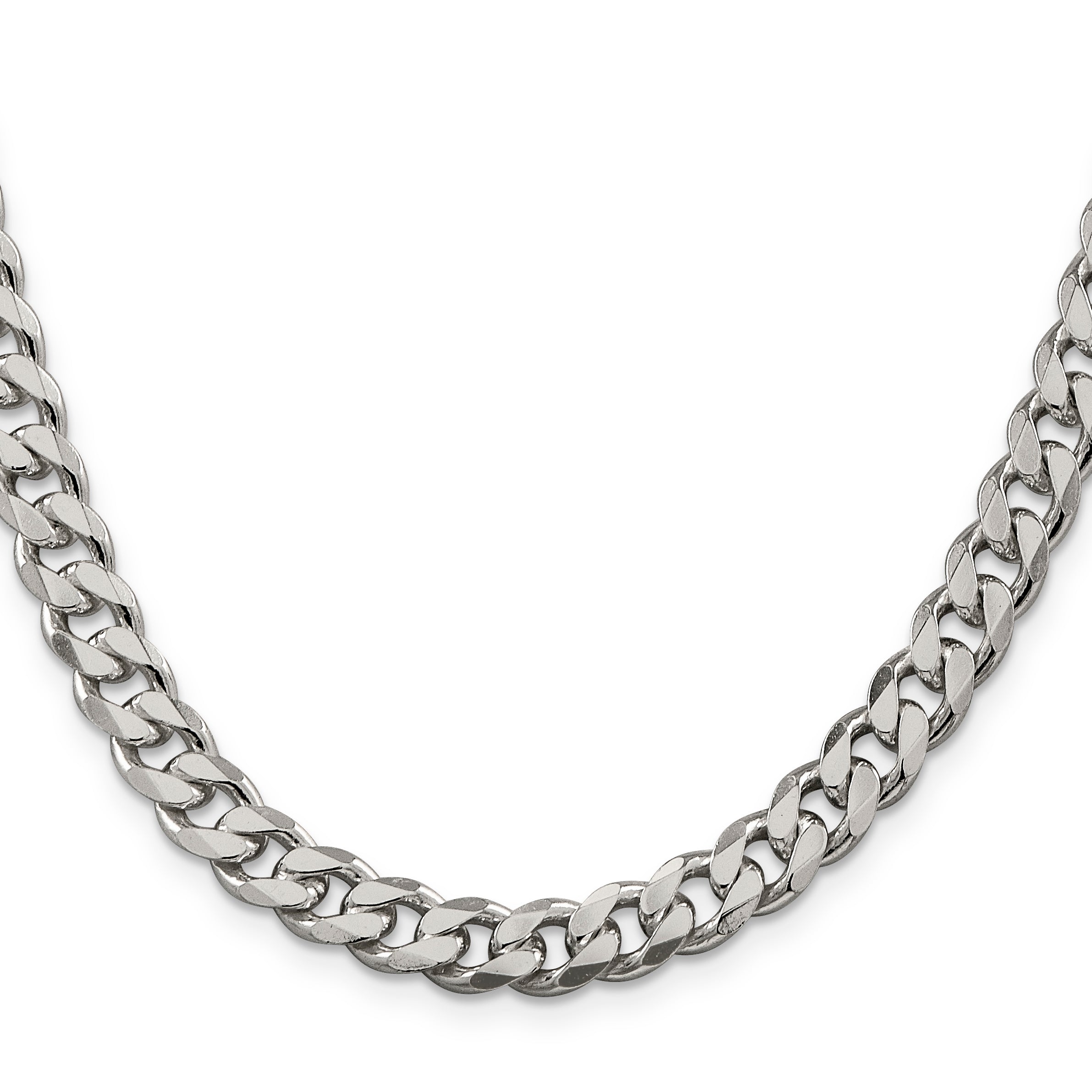 22 Inch Sterling Silver 8.3mm Curb Chain Necklace