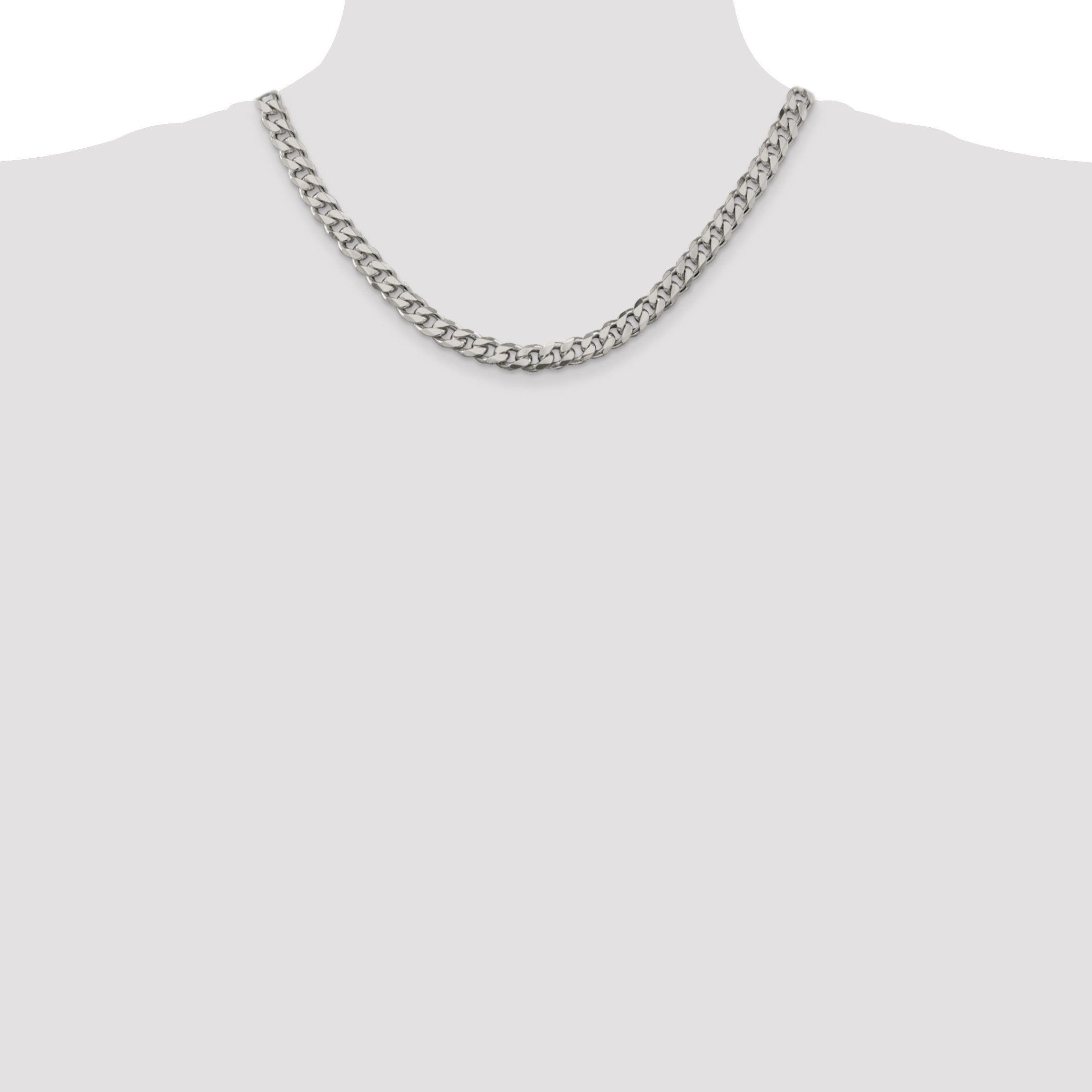 18 Inch Sterling Silver 8.3mm Curb Chain Necklace