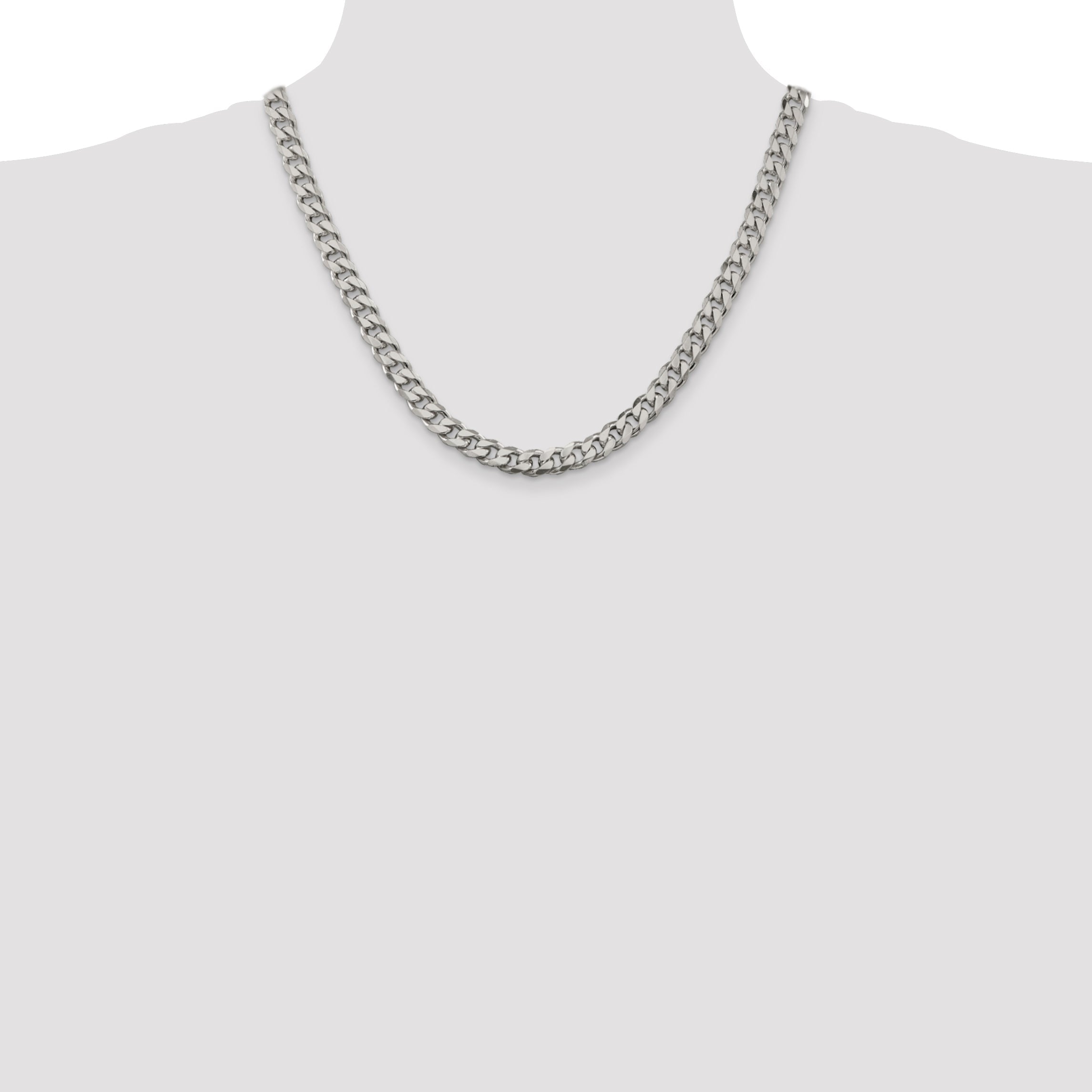 20 Inch Sterling Silver 8.3mm Curb Chain Necklace