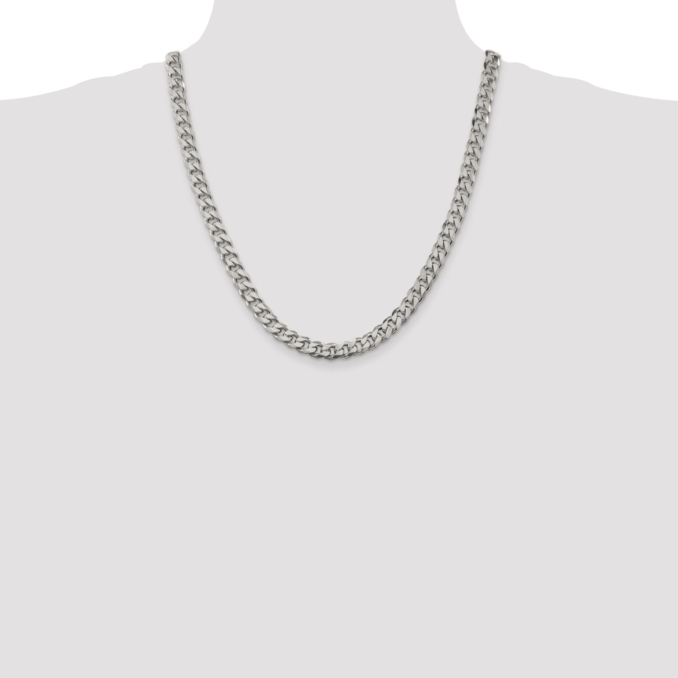 22 Inch Sterling Silver 8.3mm Curb Chain Necklace