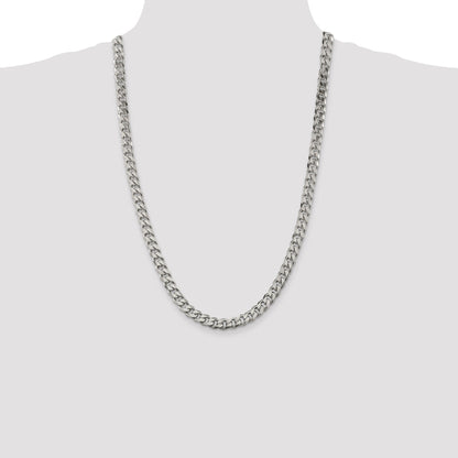 26 Inch Sterling Silver 8.3mm Curb Chain Necklace