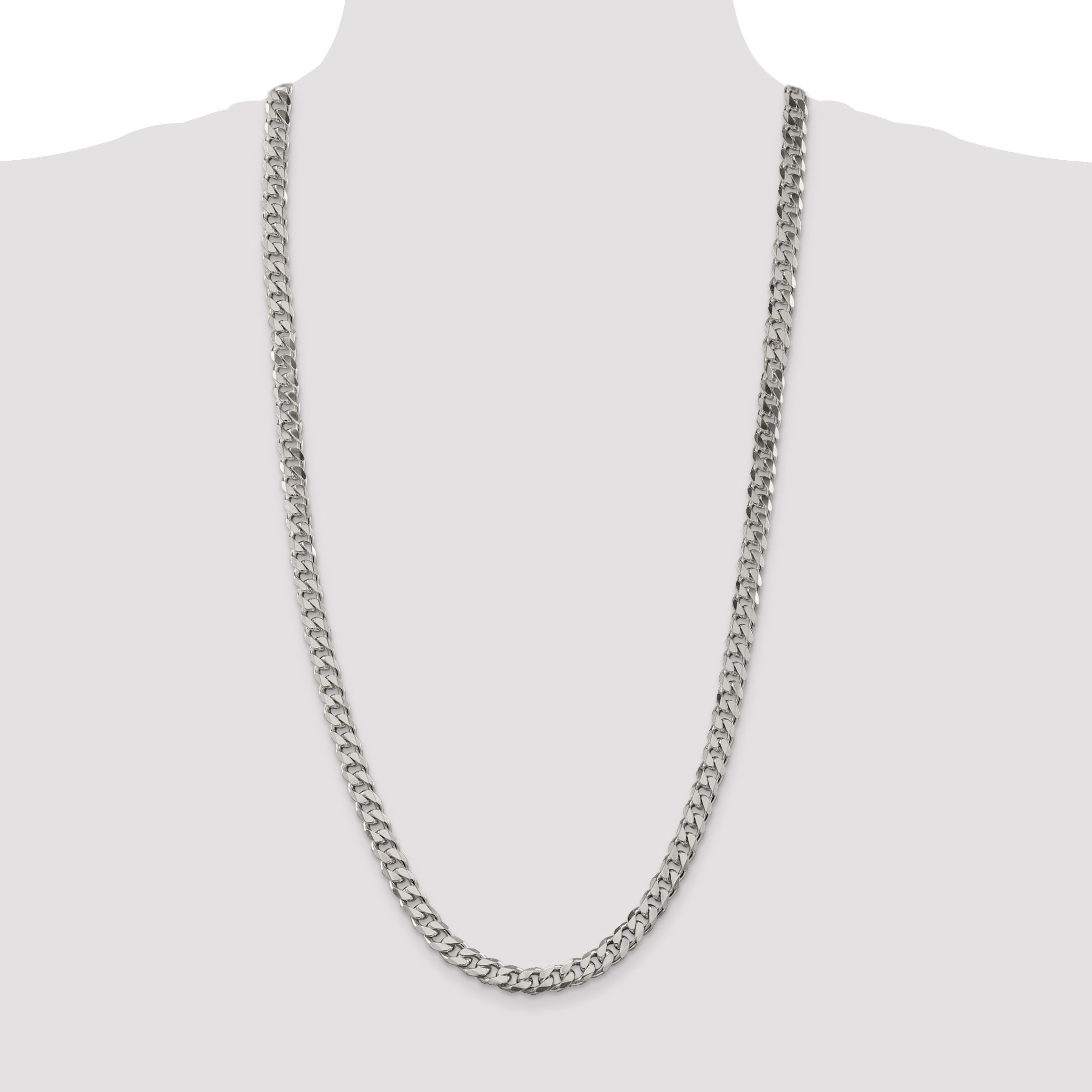 30 Inch Sterling Silver 8.3mm Curb Chain Necklace