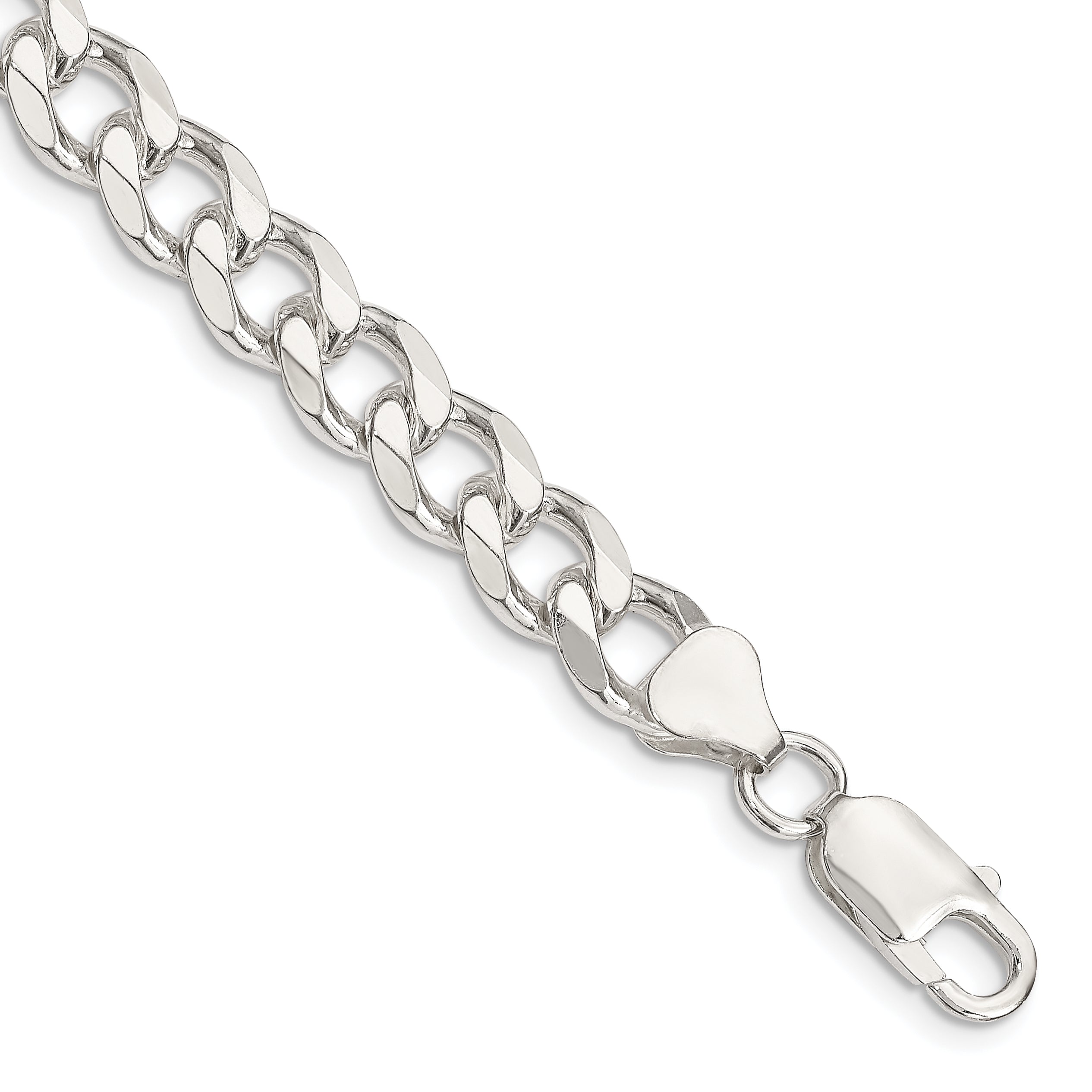 9 Inch Sterling Silver 8.3mm Curb Chain Bracelet