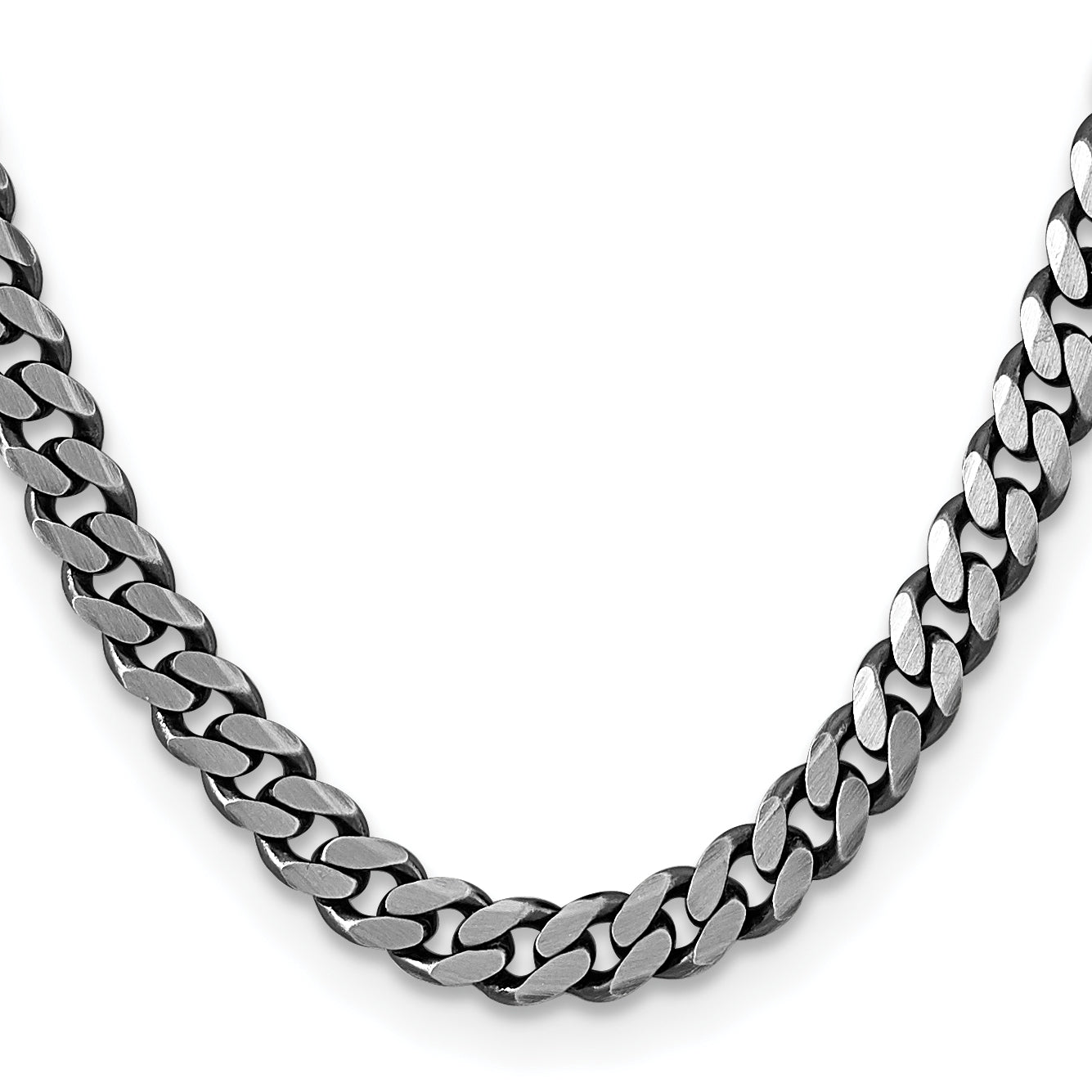 20 Inch Sterling Silver Antiqued 8.3mm Curb Chain Necklace