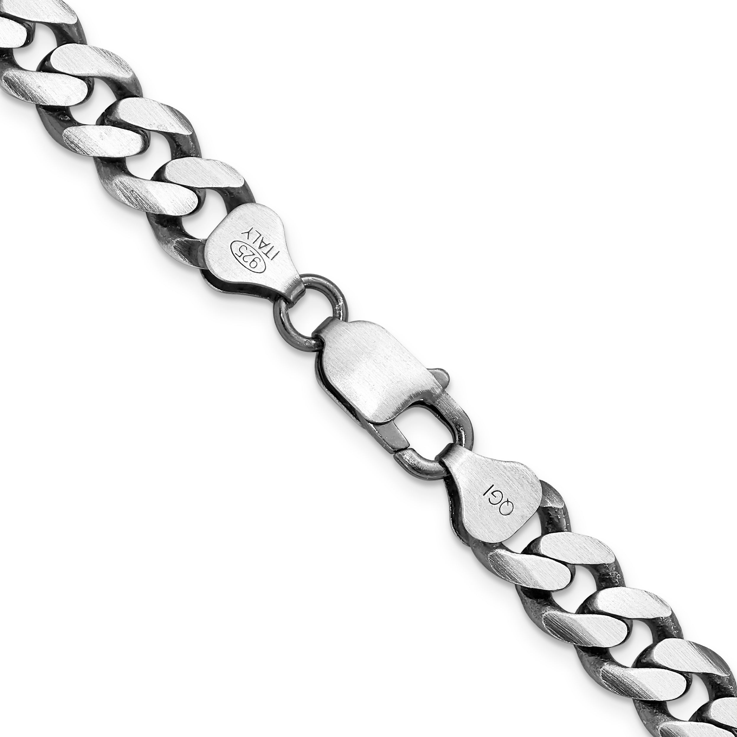 18 Inch Sterling Silver Antiqued 8.3mm Curb Chain Necklace