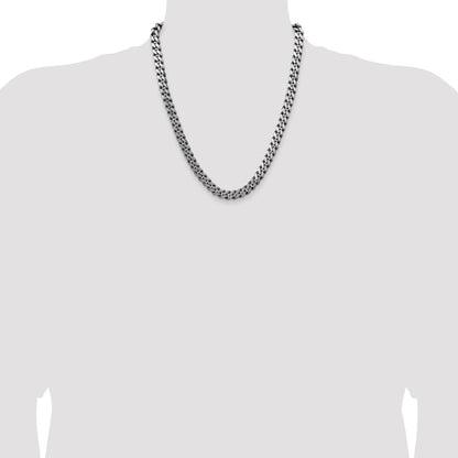 22 Inch Sterling Silver Antiqued 8.3mm Curb Chain Necklace