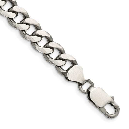 8 Inch Sterling Silver Antiqued 8.3mm Curb Chain Bracelet