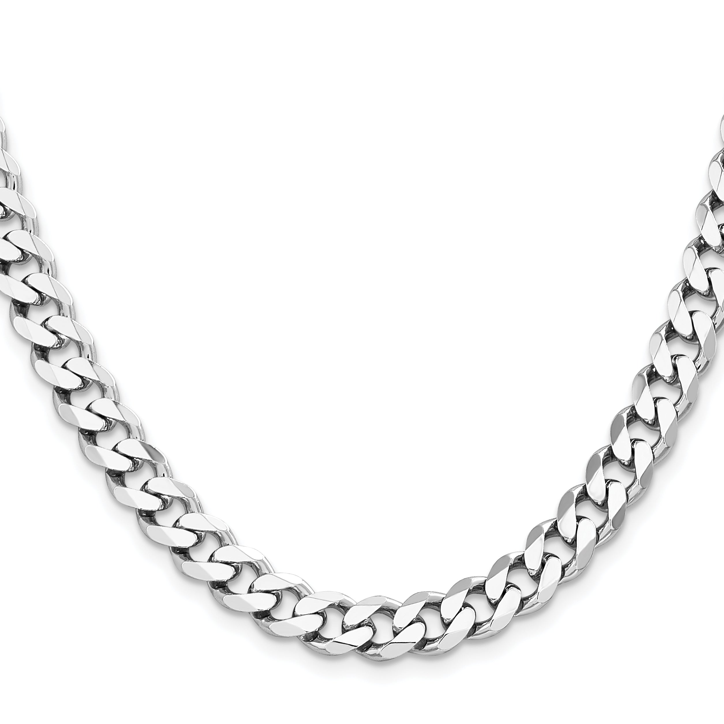 24 Inch Sterling Silver Rhodium-Plated 8.3mm Curb Chain Necklace