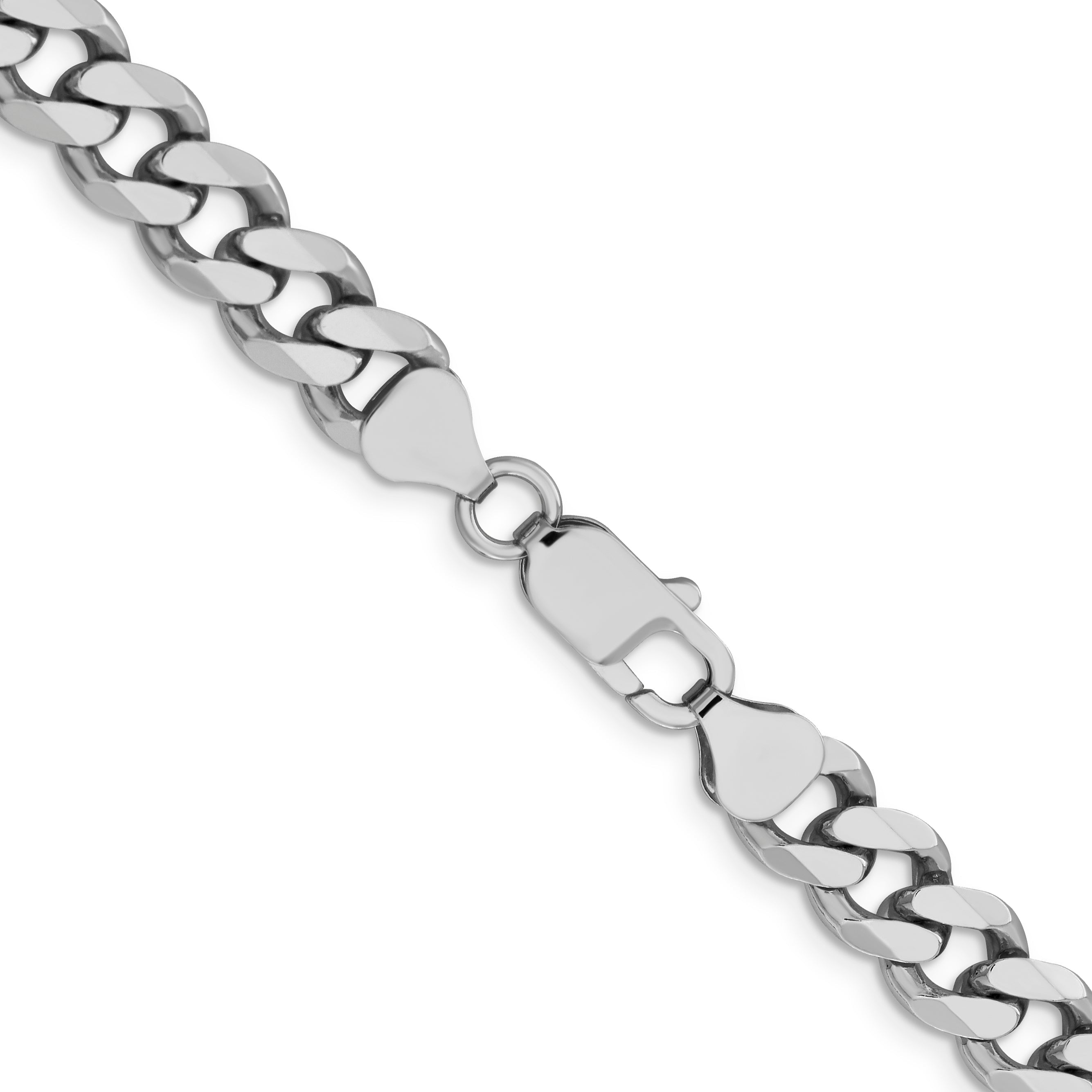 28 Inch Sterling Silver Rhodium-Plated 8.3mm Curb Chain Necklace