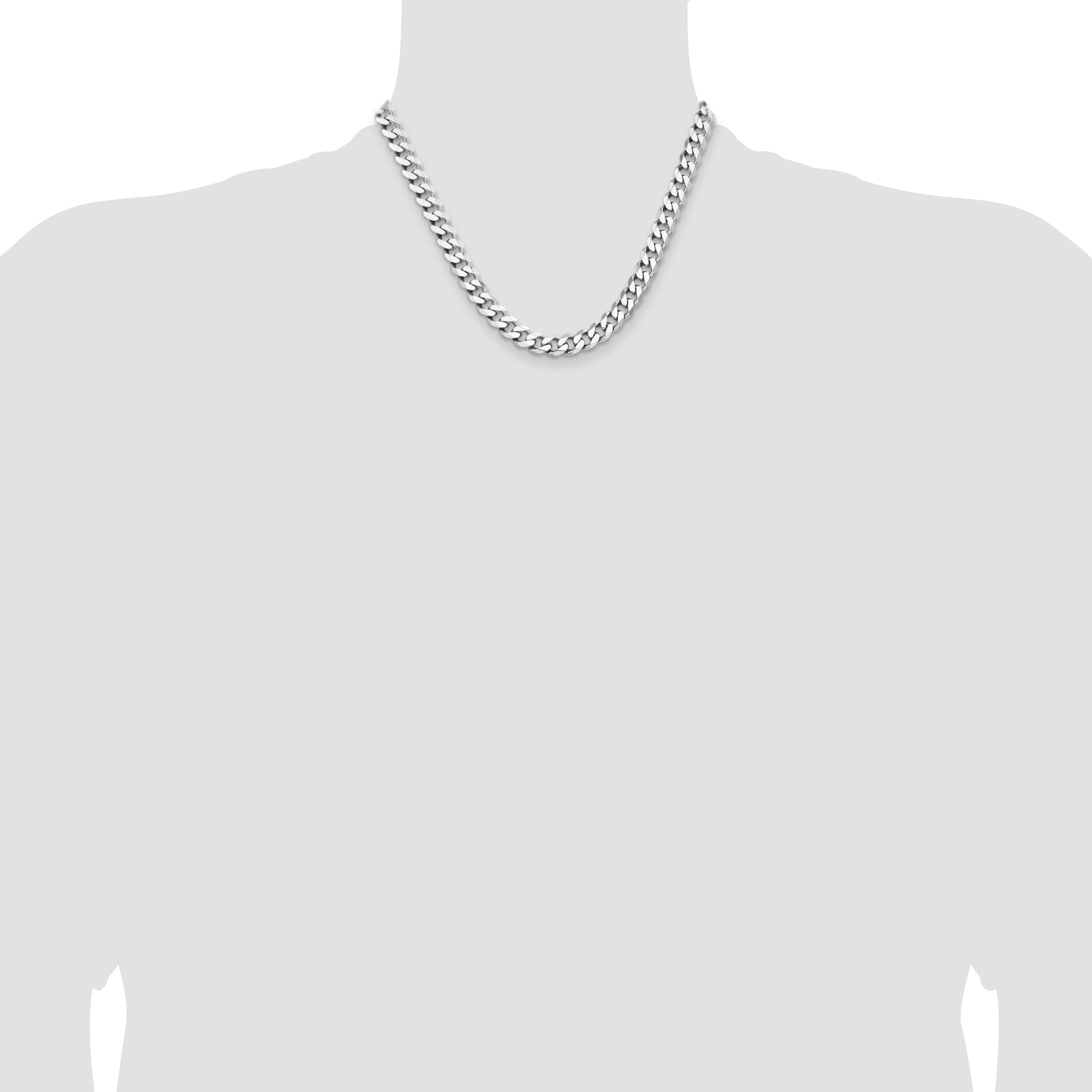 18 Inch Sterling Silver Rhodium-Plated 8.3mm Curb Chain Necklace