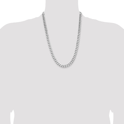 24 Inch Sterling Silver Rhodium-Plated 8.3mm Curb Chain Necklace