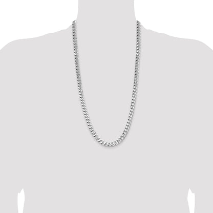 28 Inch Sterling Silver Rhodium-Plated 8.3mm Curb Chain Necklace