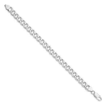 8 Inch Sterling Silver Rhodium-Plated 8.3mm Curb Chain Bracelet