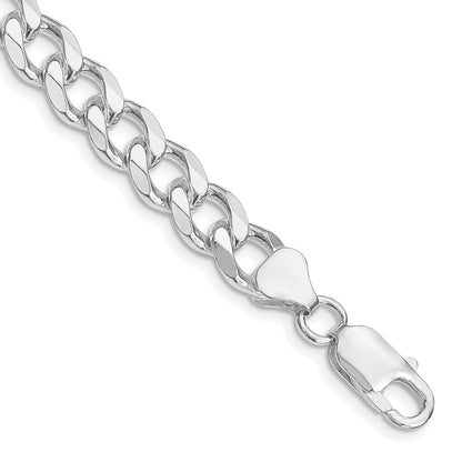 9 Inch Sterling Silver Rhodium-Plated 8.3mm Curb Chain Bracelet