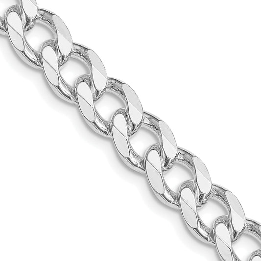 28 Inch Sterling Silver Rhodium-Plated 8.3mm Curb Chain Necklace