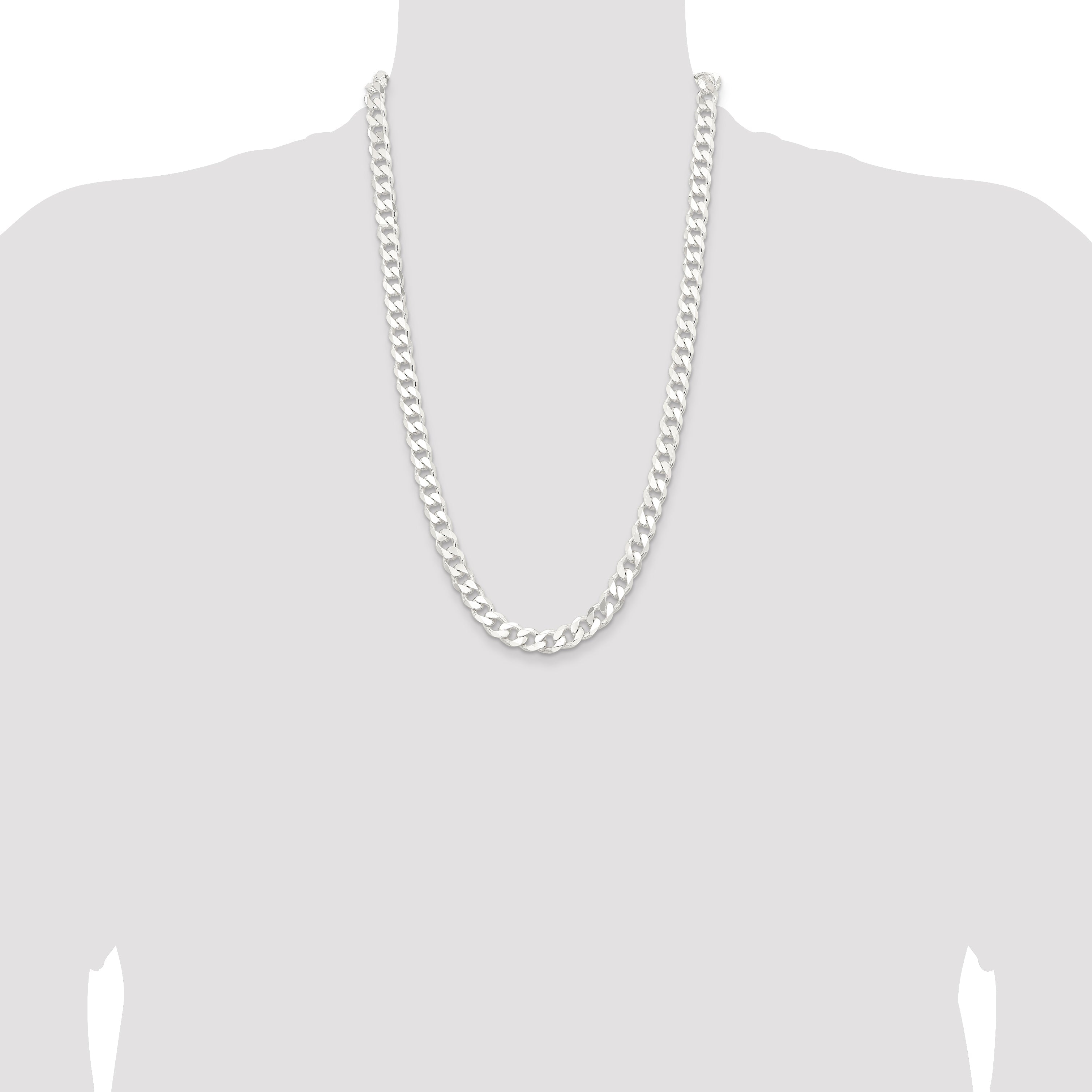 26 Inch Sterling Silver 9.3mm Curb Chain Necklace