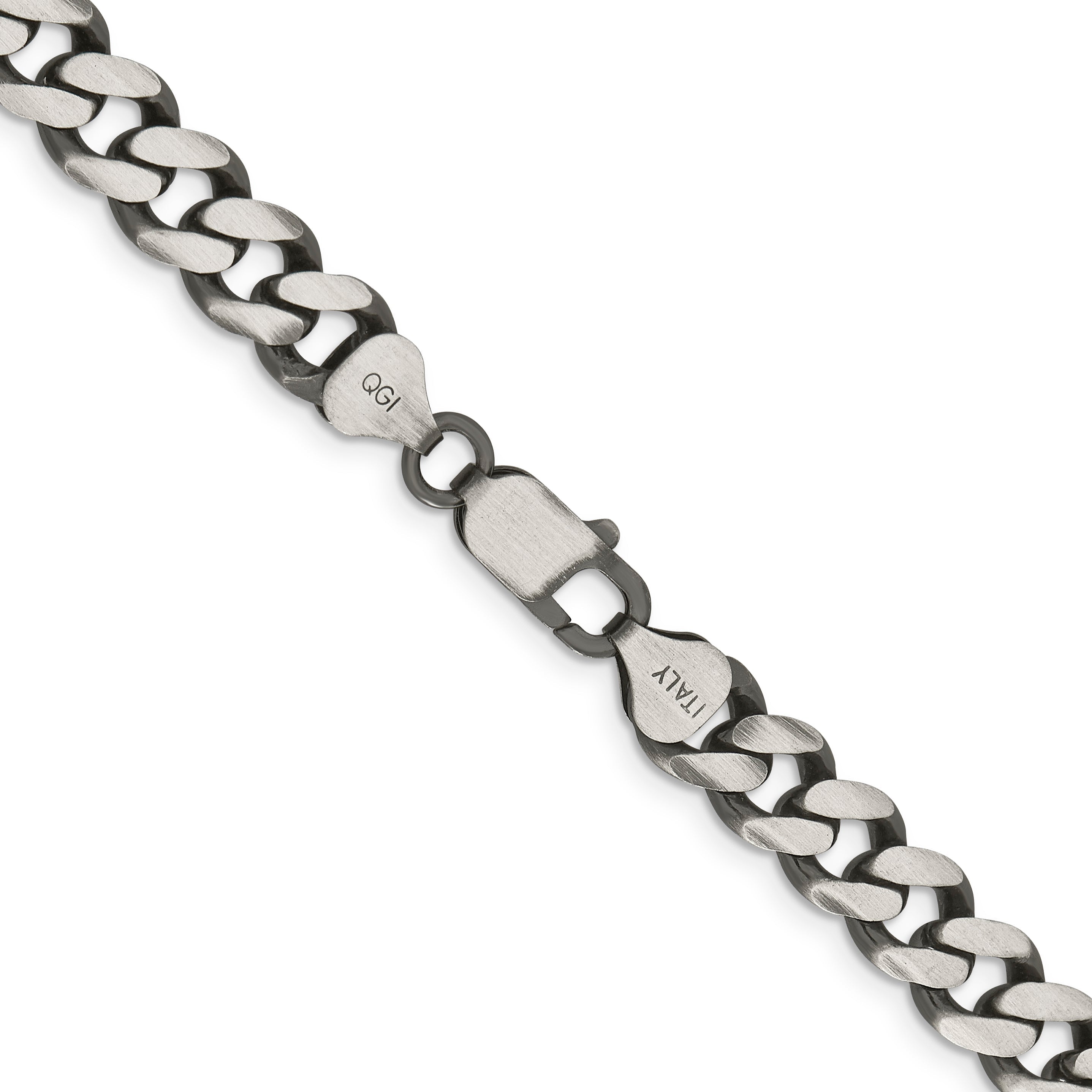 28 Inch Sterling Silver Antiqued 9.3mm Curb Chain Necklace