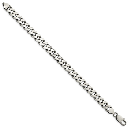 9 Inch Sterling Silver Antiqued 9.3mm Curb Chain Bracelet
