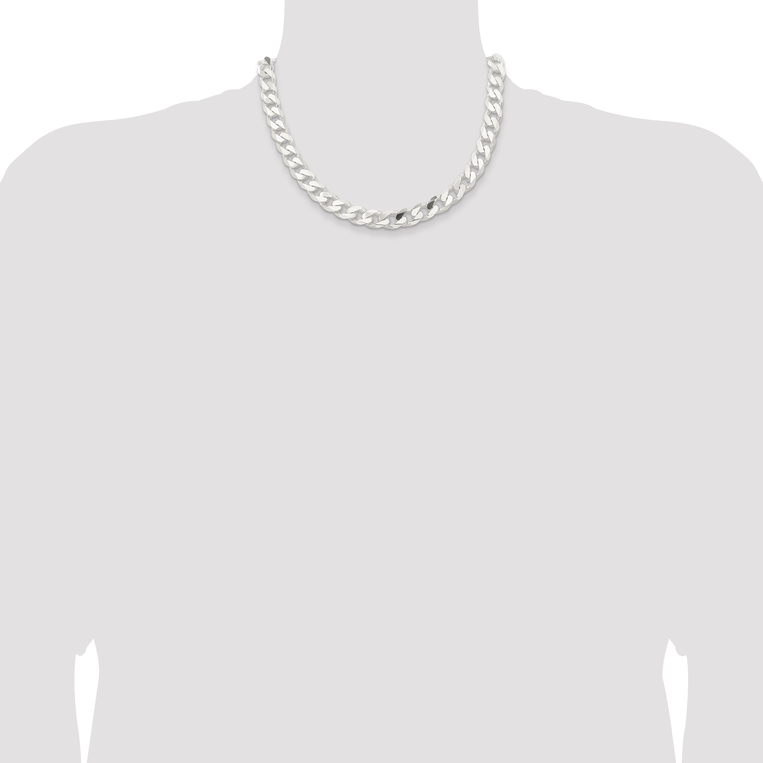 18 Inch Sterling Silver 11mm Curb Chain Necklace