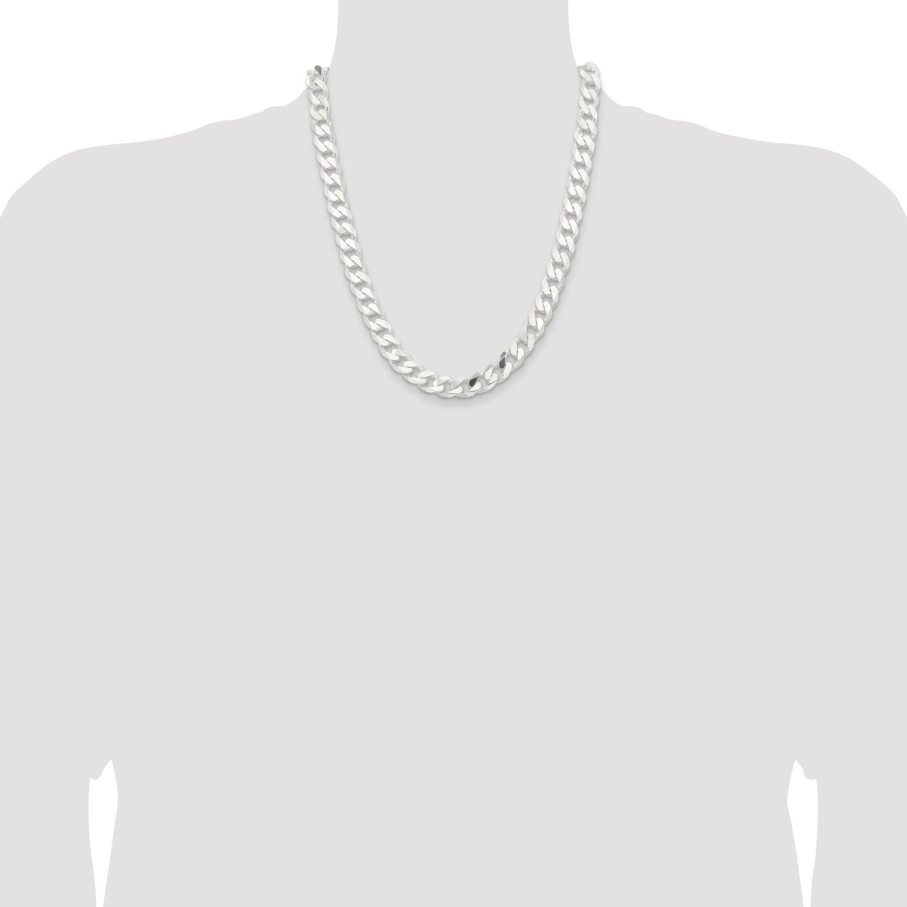 22 Inch Sterling Silver 11mm Curb Chain Necklace