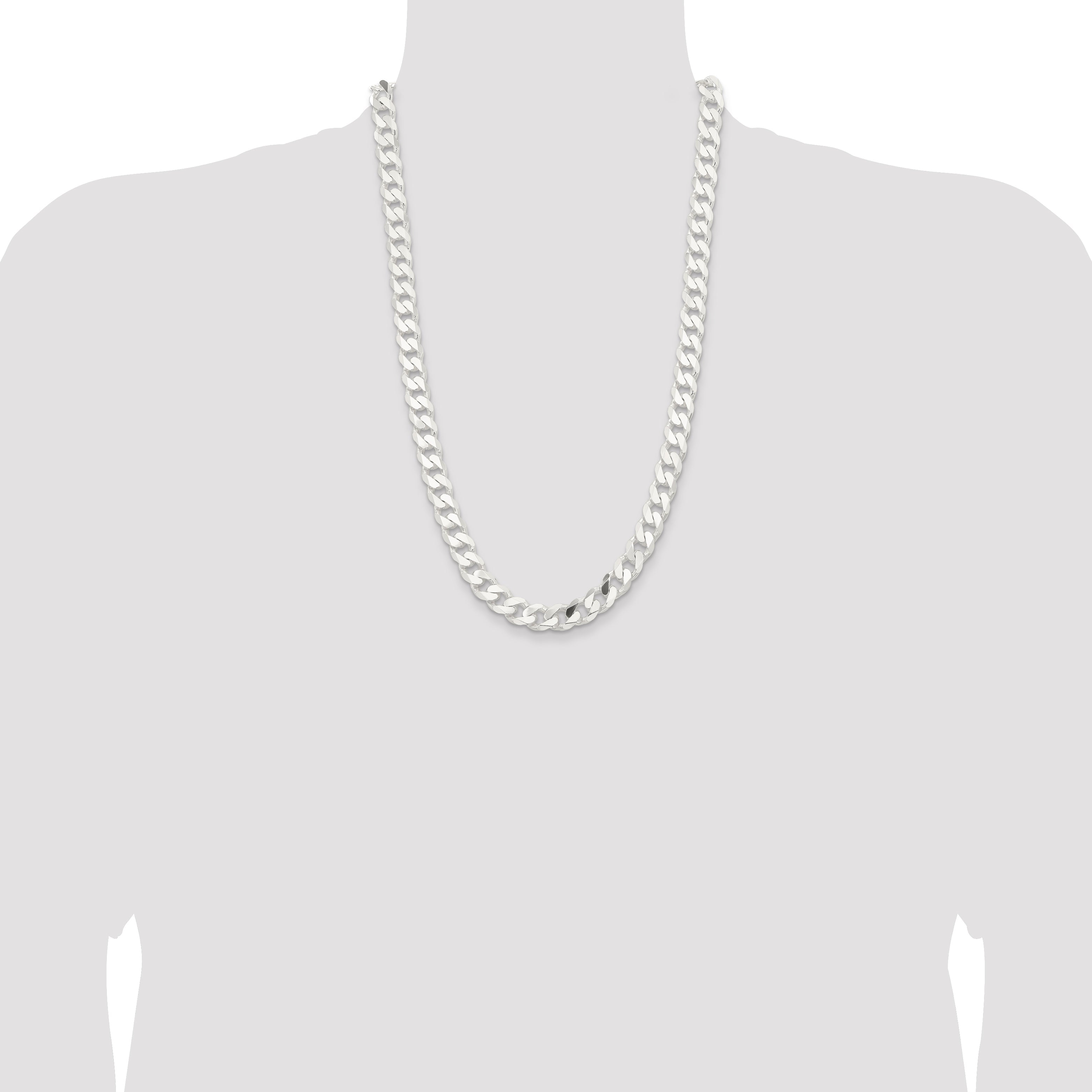 26 Inch Sterling Silver 11mm Curb Chain Necklace