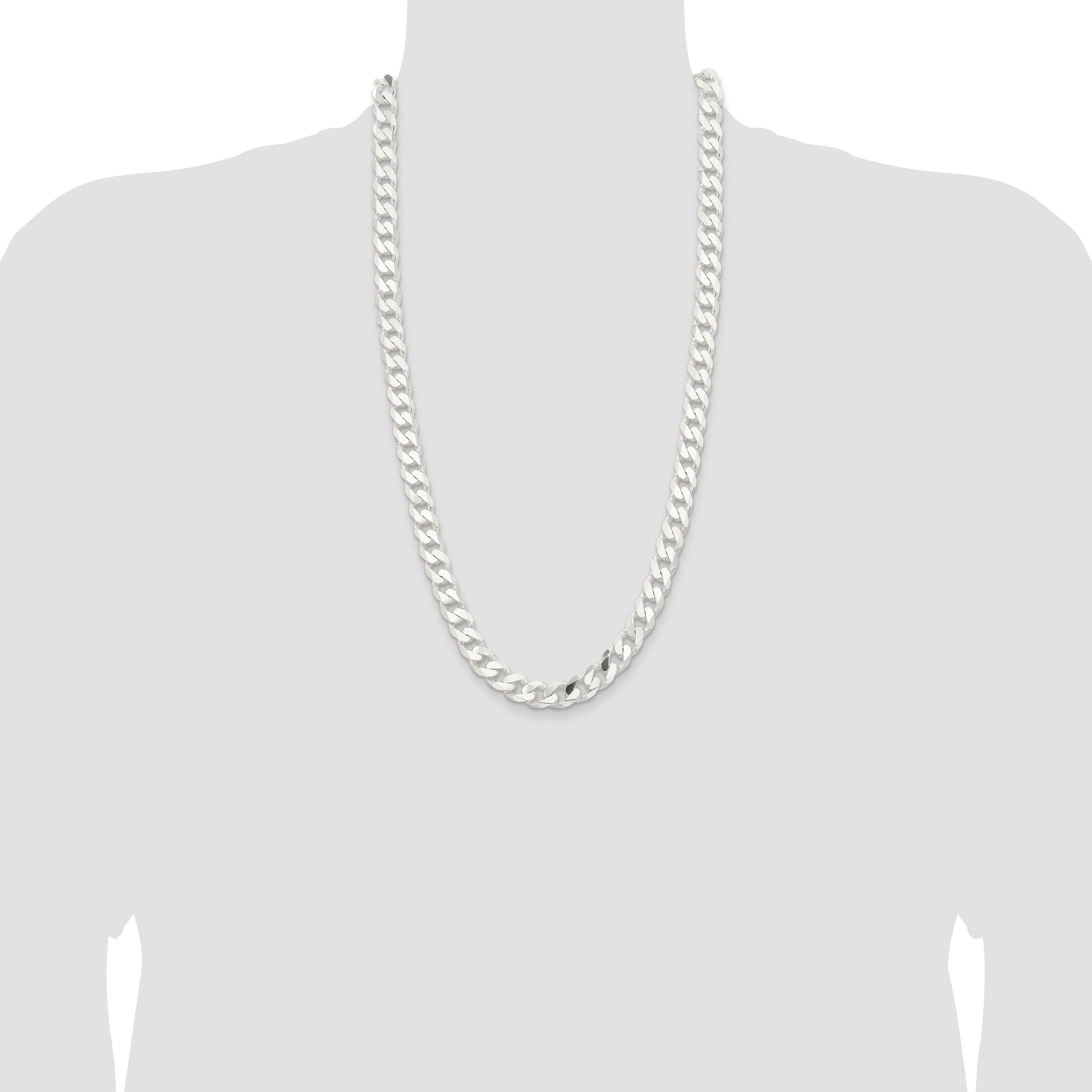 28 Inch Sterling Silver 11mm Curb Chain Necklace