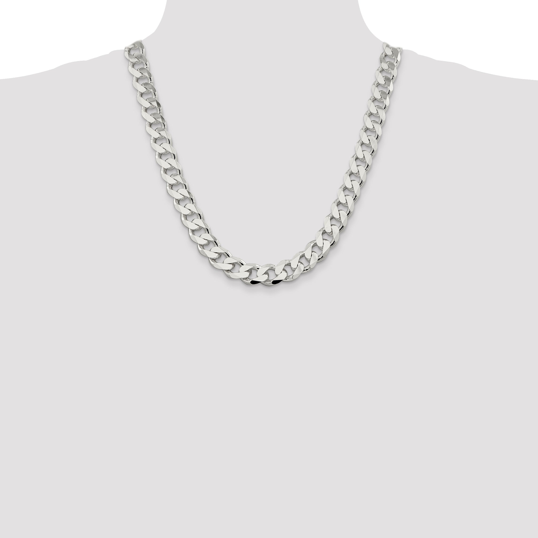 22 Inch Sterling Silver 13mm Curb Chain Necklace