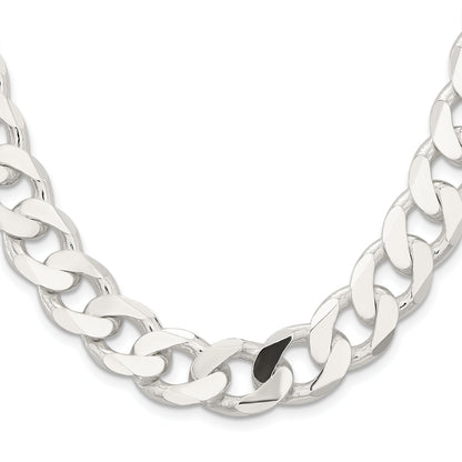 26 Inch Sterling Silver 14.5mm Curb Chain Necklace