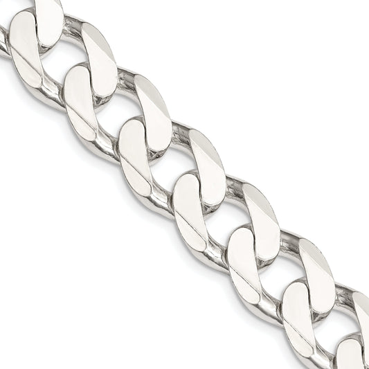 22 Inch Sterling Silver 14.5mm Curb Chain Necklace
