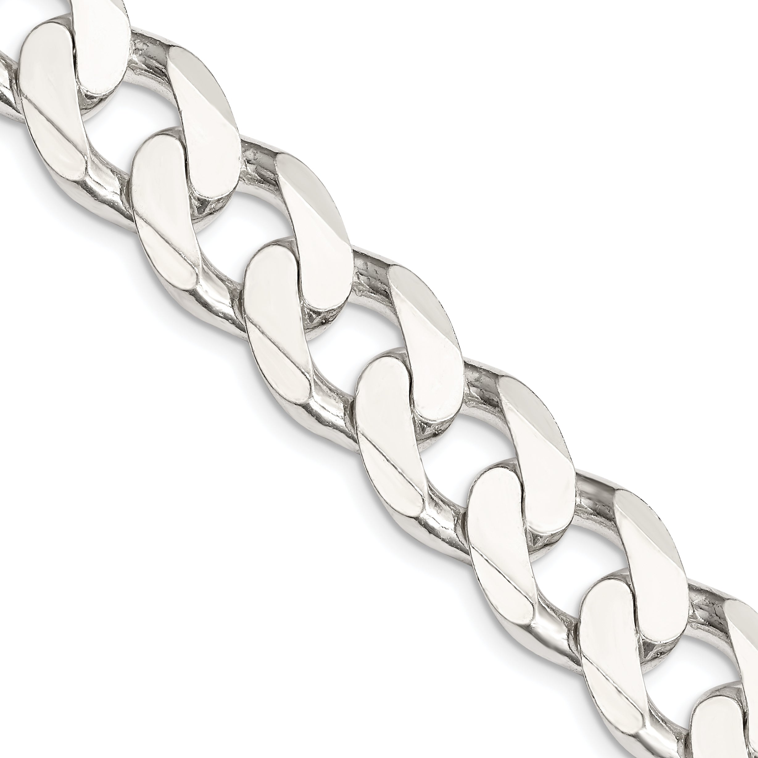 28 Inch Sterling Silver 14.5mm Curb Chain Necklace