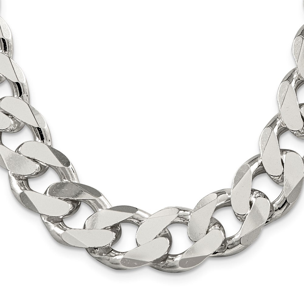 28 Inch Sterling Silver 16.25mm Curb Chain Necklace