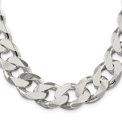 28 Inch Sterling Silver 16.25mm Curb Chain Necklace