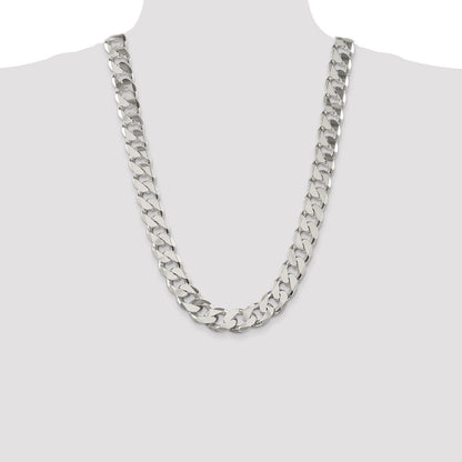 26 Inch Sterling Silver 16.25mm Curb Chain Necklace