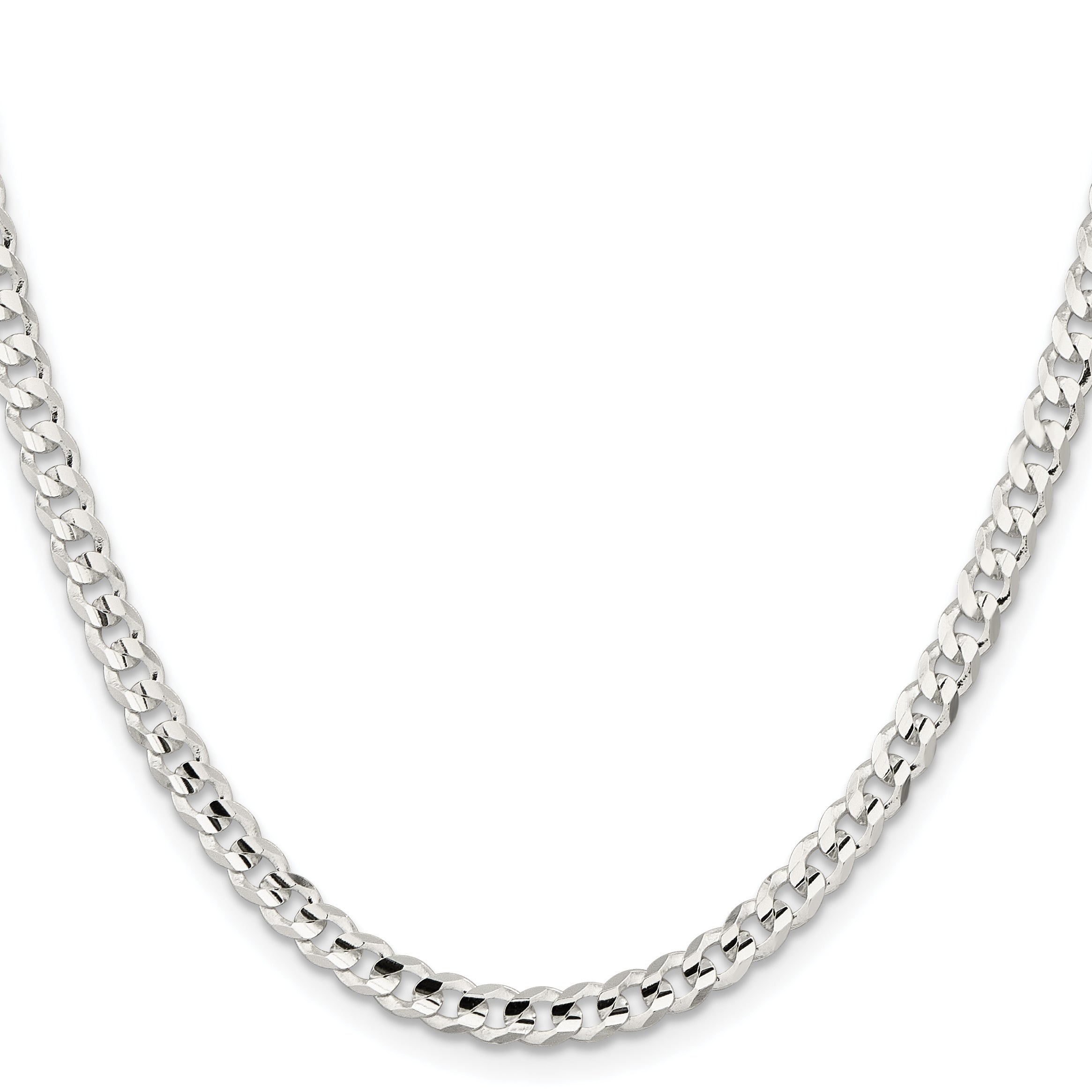 18 Inch Sterling Silver 4.5mm Concave Beveled Curb Chain Necklace
