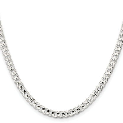 20 Inch Sterling Silver 4.5mm Concave Beveled Curb Chain Necklace