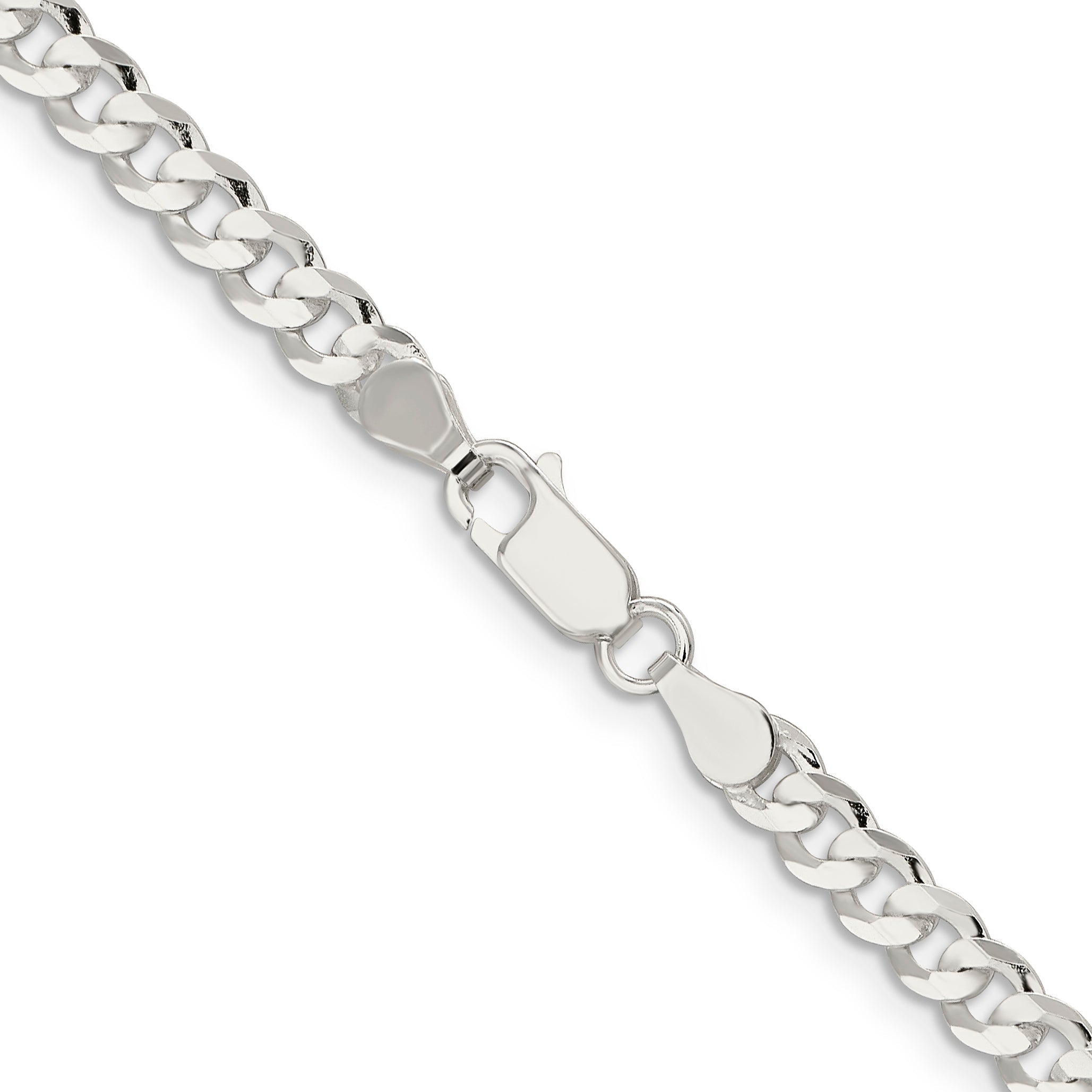 26 Inch Sterling Silver 4.5mm Concave Beveled Curb Chain Necklace