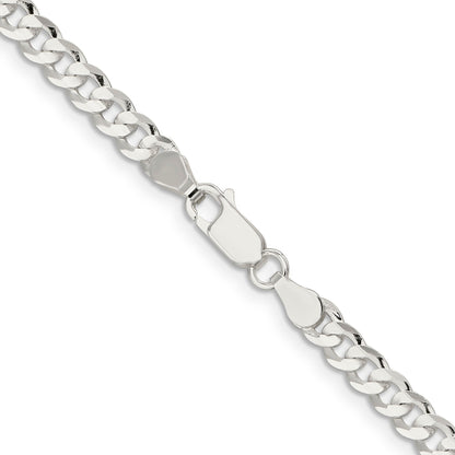 22 Inch Sterling Silver 4.5mm Concave Beveled Curb Chain Necklace