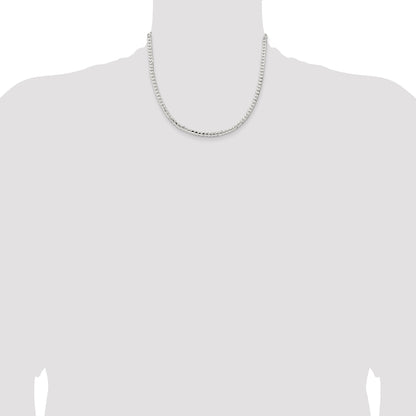 18 Inch Sterling Silver 4.5mm Concave Beveled Curb Chain Necklace