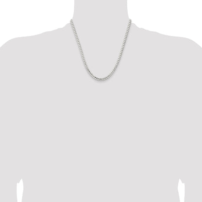 20 Inch Sterling Silver 4.5mm Concave Beveled Curb Chain Necklace