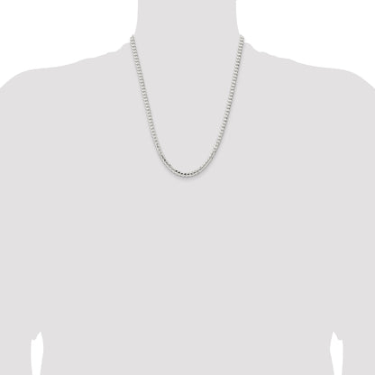 22 Inch Sterling Silver 4.5mm Concave Beveled Curb Chain Necklace
