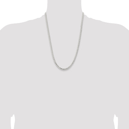 24 Inch Sterling Silver 4.5mm Concave Beveled Curb Chain Necklace