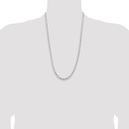 26 Inch Sterling Silver 4.5mm Concave Beveled Curb Chain Necklace