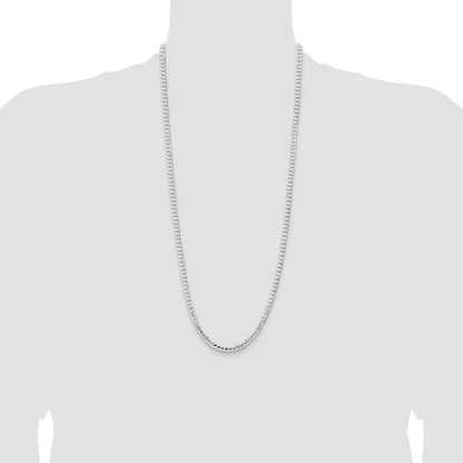 30 Inch Sterling Silver 4.5mm Concave Beveled Curb Chain Necklace