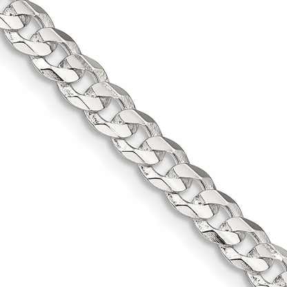 16 Inch Sterling Silver 4.5mm Concave Beveled Curb Chain Necklace