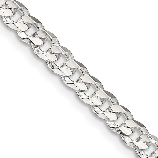 24 Inch Sterling Silver 4.5mm Concave Beveled Curb Chain Necklace