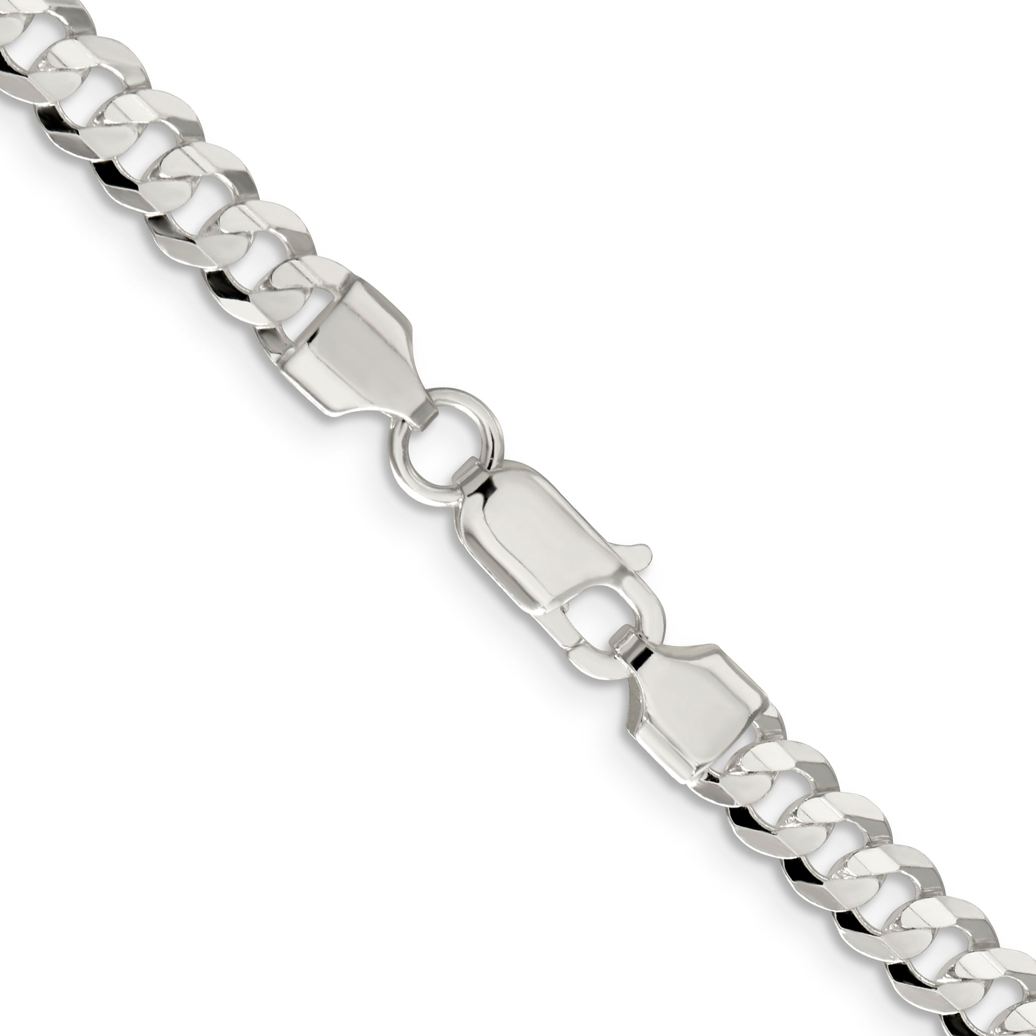 16 Inch Sterling Silver 5.65mm Concave Beveled Curb Chain Necklace