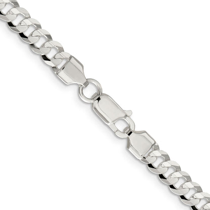 22 Inch Sterling Silver 5.65mm Concave Beveled Curb Chain Necklace