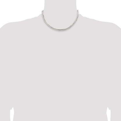16 Inch Sterling Silver 5.65mm Concave Beveled Curb Chain Necklace