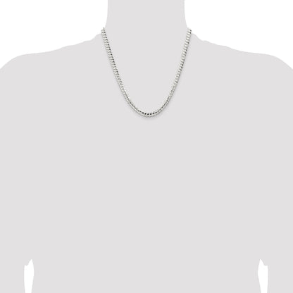 20 Inch Sterling Silver 5.65mm Concave Beveled Curb Chain Necklace